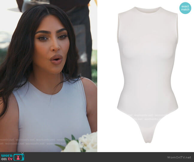 Skims Essential Crew Neck Sleeveless Bodysuit worn by Kim Kardashian on Keeping Up with the Kardashians