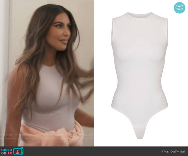 Skims Crew Neck Sleeveless Bodysuit worn by Kim Kardashian on Keeping Up with the Kardashians