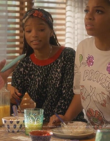 Skylar’s leopard print sweatshirt on Grown-ish