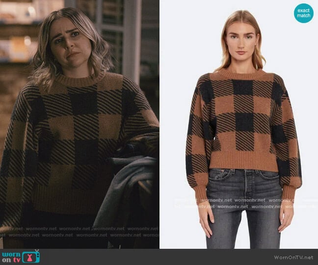Splendid Plaid Cashmere Pullover worn by Annie Marks (Mae Whitman) on Good Girls
