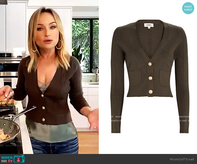 L'Agence Jamie Cropped Rib Knit Cardigan