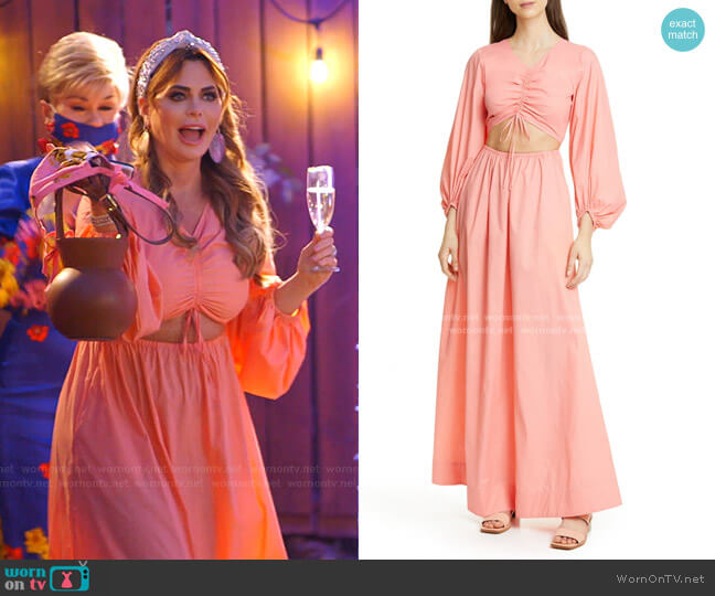 Staud Tangier Cutout Long Sleeve Nylon Maxi Dress worn by D’Andra Simmons on The Real Housewives of Dallas