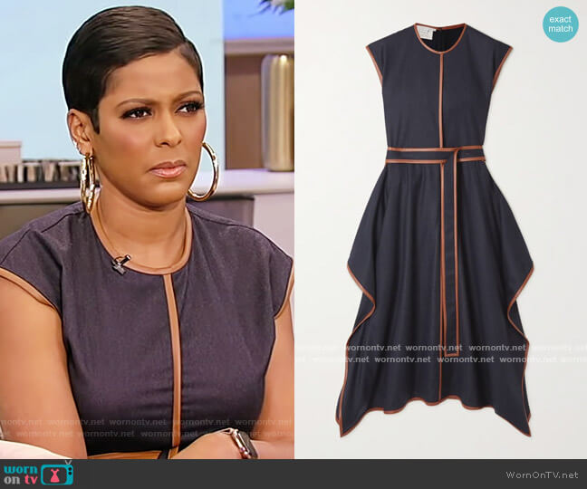 Stella McCartney Eloise wool midi dress worn by Tamron Hall on Tamron Hall Show
