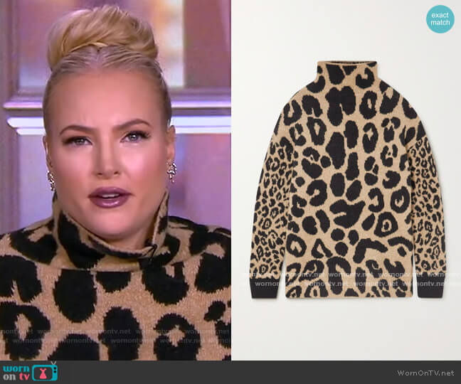 Stella McCartney Leopard-intarsia knitted sweater worn by Meghan McCain on The View