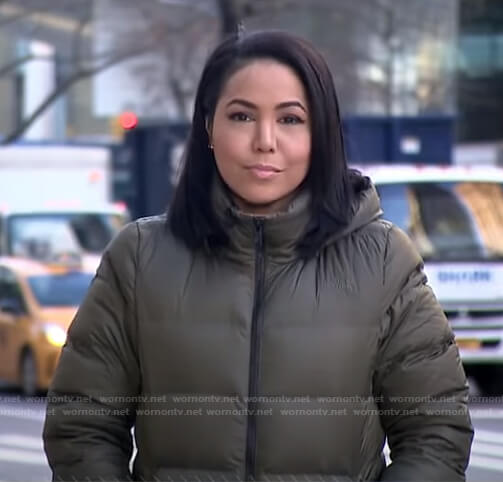 Stephanie’s green hooded puffer jacket on Good Morning America