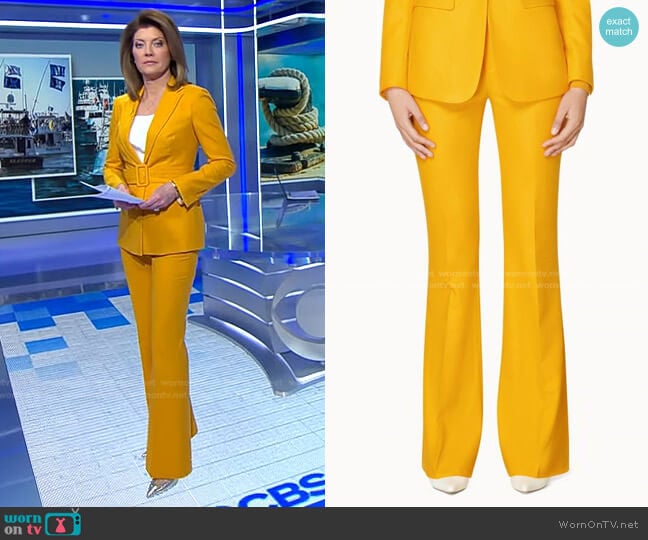Suistudio Robin Flared Trousers worn by Norah O'Donnell on CBS Evening News