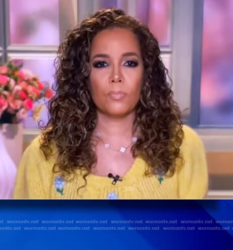 Sunny’s yellow floral embroidered sweater on The View