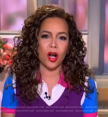 Sunny’s purple colorblock polo on The View