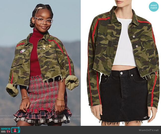 Sunset & Spring Camo Cropped Denim Jacket worn by Diane Johnson (Marsai Martin) on Black-ish
