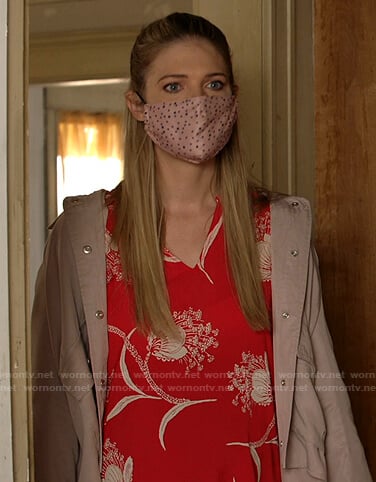 Tami’s red floral v-neck top on Shameless