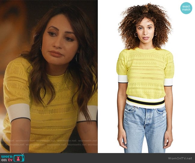 Tanya Taylor Leticia Sweater worn by Ana Torres (Francia Raisa) on Grown-ish