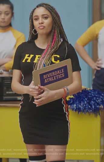 Toni’s black side stripe tee dress on Riverdale
