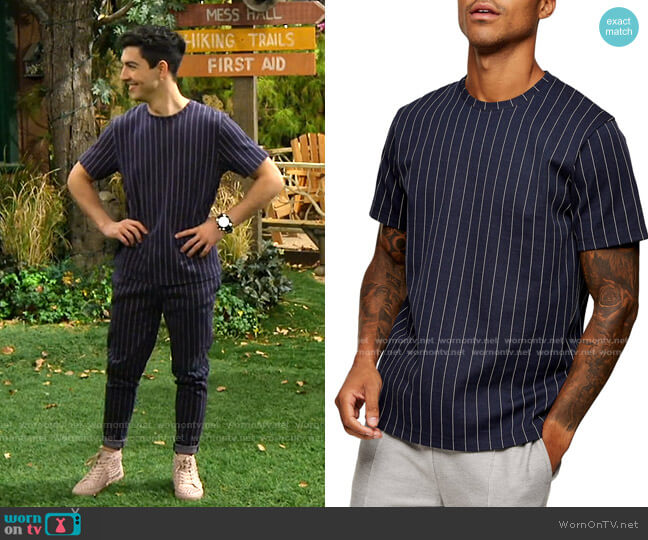 Topman Pinstripe T-Shirt worn by Parker Preston (Trevor Tordjman) on Bunkd
