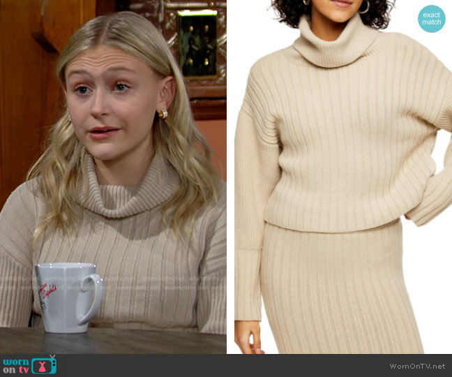 Topshop Turn Back Crop Turtleneck Sweater worn by Faith Newman (Alyvia Alyn Lind) on The Young and the Restless