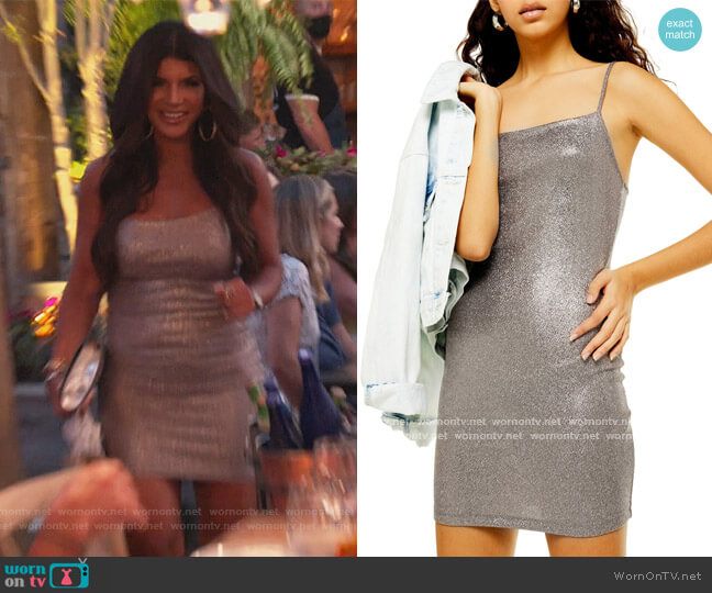 Topshop Metallic Foil Body-Con Minidress worn by Teresa Giudice on The Real Housewives of New Jersey