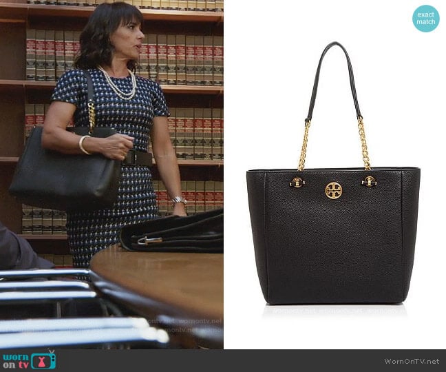 Tory Burch Chelsea Medium Leather Tote worn by Kathleen Gale (Constance Zimmer) on Good Trouble