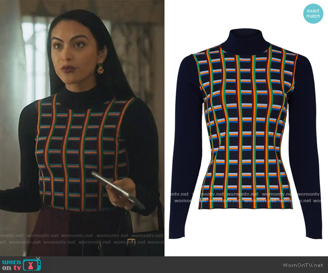 Tory Sport Contrast Ribbed Turtleneck worn by Veronica Lodge (Camila Mendes) on Riverdale