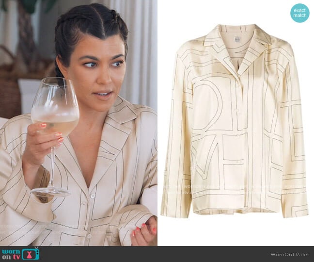 Toteme Sanville Monogram Print Blouse worn by Kourtney Kardashian on Keeping Up with the Kardashians