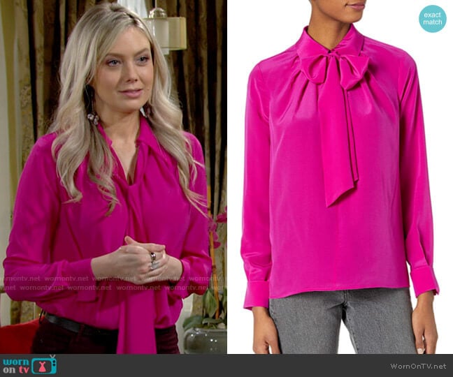 Trina Turk Bow Blouse worn by Abby Newman (Melissa Ordway) on The Young and the Restless