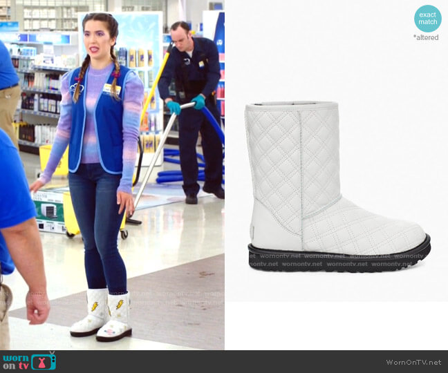 Ugg Classic Short II Quilted worn by Cheyenne (Nichole Bloom) on Superstore
