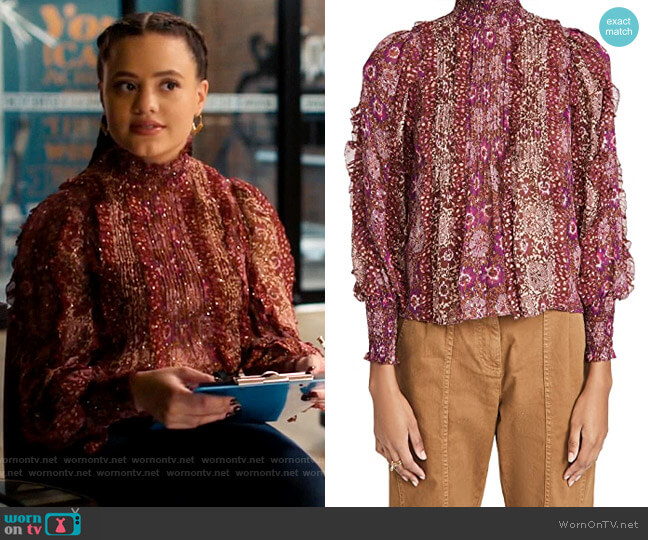 Ulla Johnson Elita Blouse worn by Maggie Vera (Sarah Jeffery) on Charmed