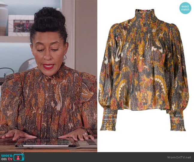 Ulla Johnson Paisley Blouse worn by Rainbow Johnson (Tracee Ellis Ross) on Black-ish