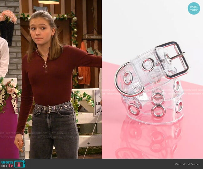 Urban Outfitters Large Clear Grommet Belt worn by Presley (Jayden Bartels) on Side Hustle
