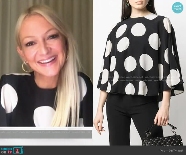 Valentino Cape-Effect Polka-Dot Silk-Georgette Blouse