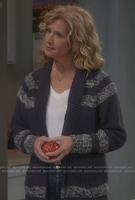 Vanessa’s grey striped cardigan on Last Man Standing