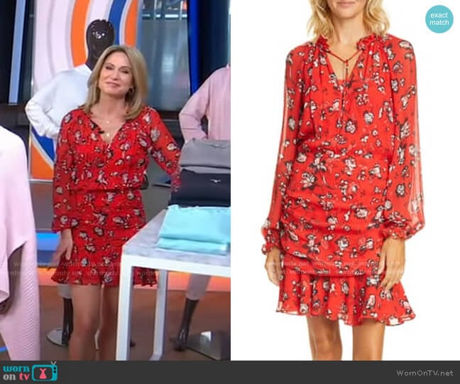 Veronica Beard Alena Floral Print Mini Dress worn by Amy Robach on Good Morning America
