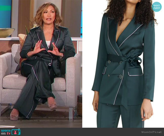Veronica Beard Eiza Belted Dickey Jacket worn by Carrie Inaba on The Talk