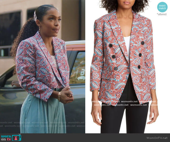 Veronica Beard Empire Dickey Jacket worn by Zoey Johnson (Yara Shahidi) on Grown-ish