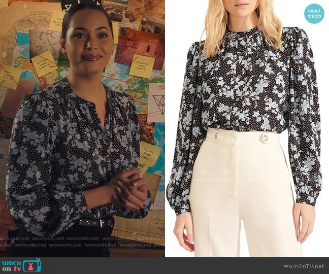 Veronica Beard Ashlynn Blouse worn by Macy Vaughn (Madeleine Mantock) on Charmed