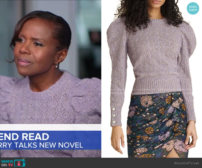Veronica Beard Novah Puff Sleeve Sweater worn by Deborah Roberts on Good Morning America