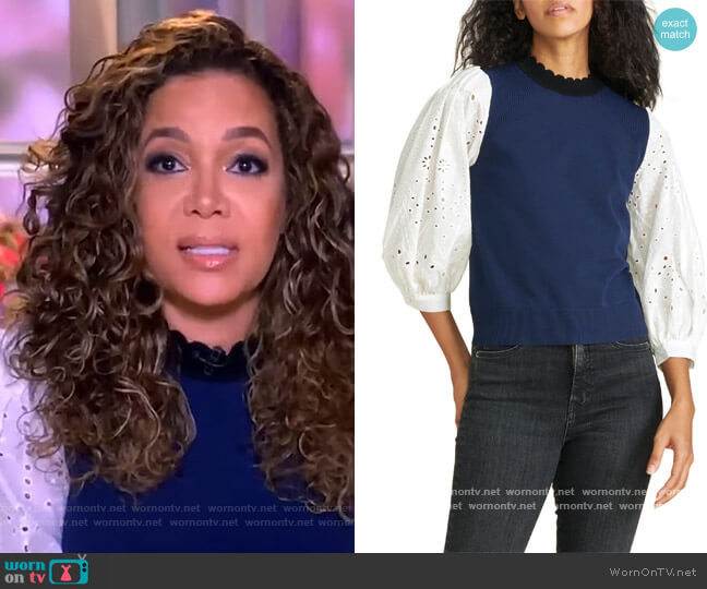 Veronica Beard Roy Mix Media Sweater worn by Sunny Hostin on The View