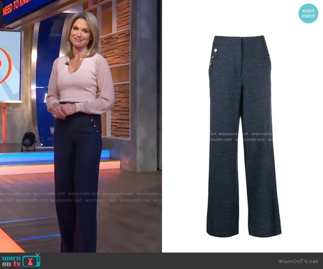 Veronica Beard Tuli wide-leg Trousers worn by Amy Robach on Good Morning America