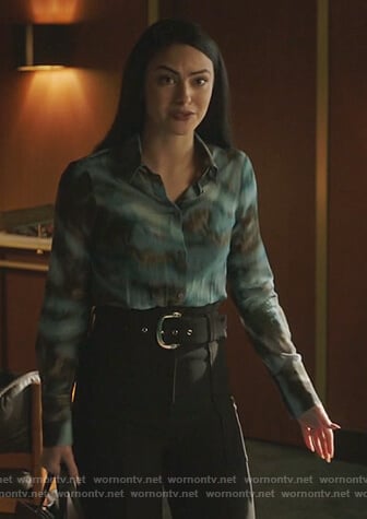 Veronica’s blue tie dye blouse on Riverdale