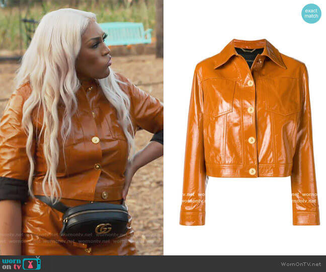 Versace Patent Leather Jacket worn by Drew Sidora on The Real Housewives of Atlanta