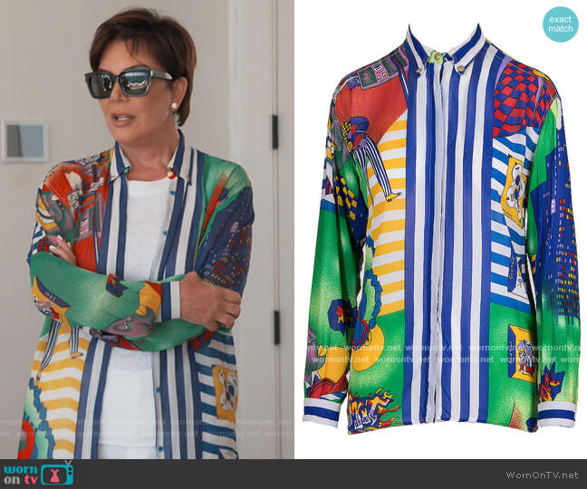 Versace Vintage Long Sleeve Shirt worn by Kris Jenner on Keeping Up with the Kardashians