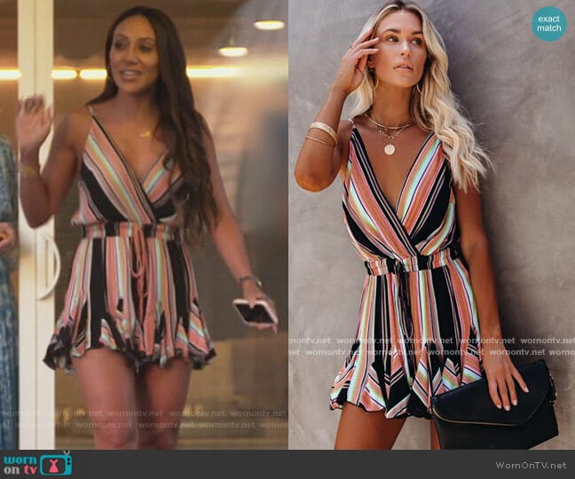 Vici Lemon Lime Cotton Eyelet Romper worn by Melissa Gorga on The Real Housewives of New Jersey