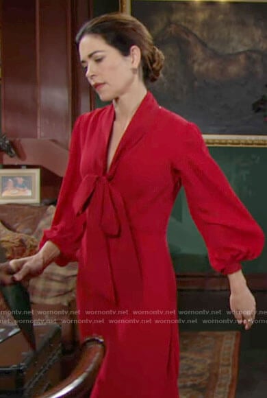 Victoria’s red tie neck dress on The Young and the Restless