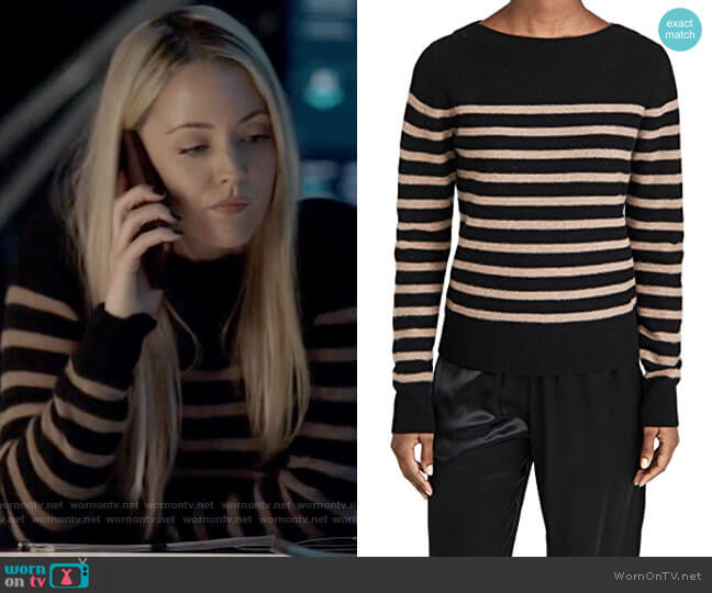 Vince Breton Stripe Cashmere Sweater in Black / Chestnut worn by Julia Pennyworth (Christina Wolfe) on Batwoman