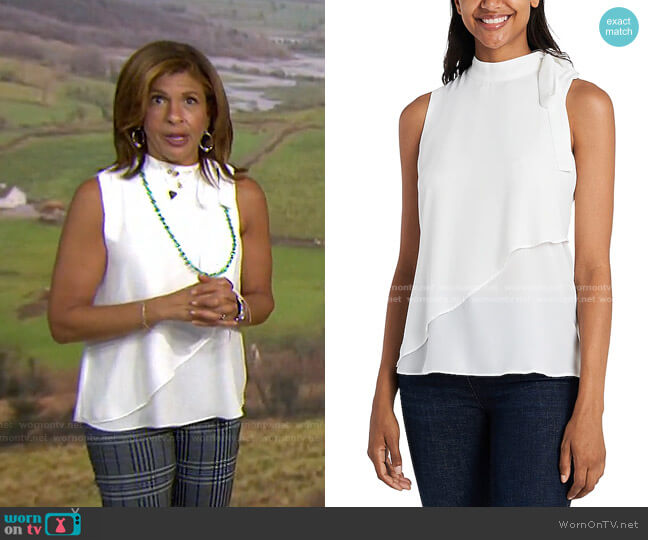 Vince Camuto Asymmetrical overlay Tie Neck Top worn by Hoda Kotb on Today