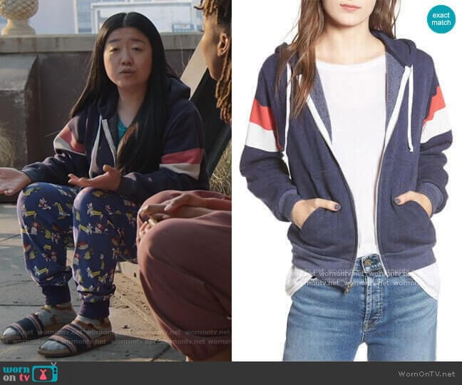 Wildfox Regan Varsity Stripe Zip Hoodie worn by Alice Kwan (Sherry Cola) on Good Trouble