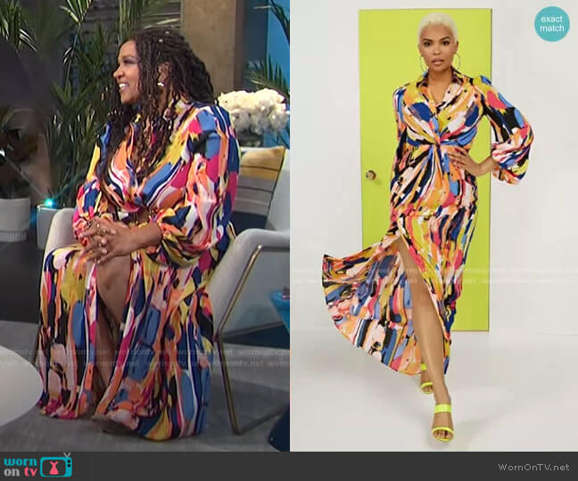 New York & Company Twist-Front Maxi Shirtdress worn by Kym Whitley on E! News