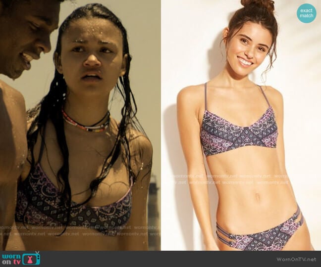 Xhilaration Lace-Up Back Bralette Bikini Top worn by Kiara Carrera (Madison Bailey) on Outer Banks