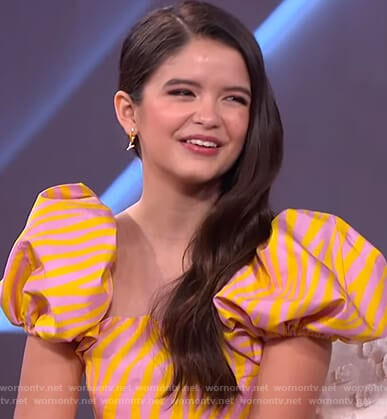 Yaya Gosselin’s yellow zebra stripe dress on The Kelly Clarkson Show
