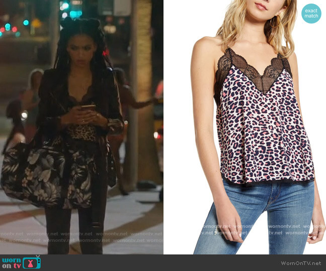 Zadig and Voltaire Christy Leopard Print Lace Trim Cami worn by Olivia Baker (Samantha Logan) on All American