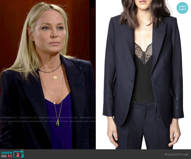 Zadig & Voltaire Venus Strass Blazer worn by Sharon Newman (Sharon Case) on The Young and the Restless