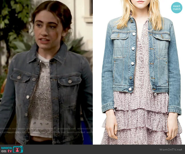 Zadig & Voltaire Kioky Denim Jacket worn by Jackie Raines (Rachel Sennott) on Call Your Mother